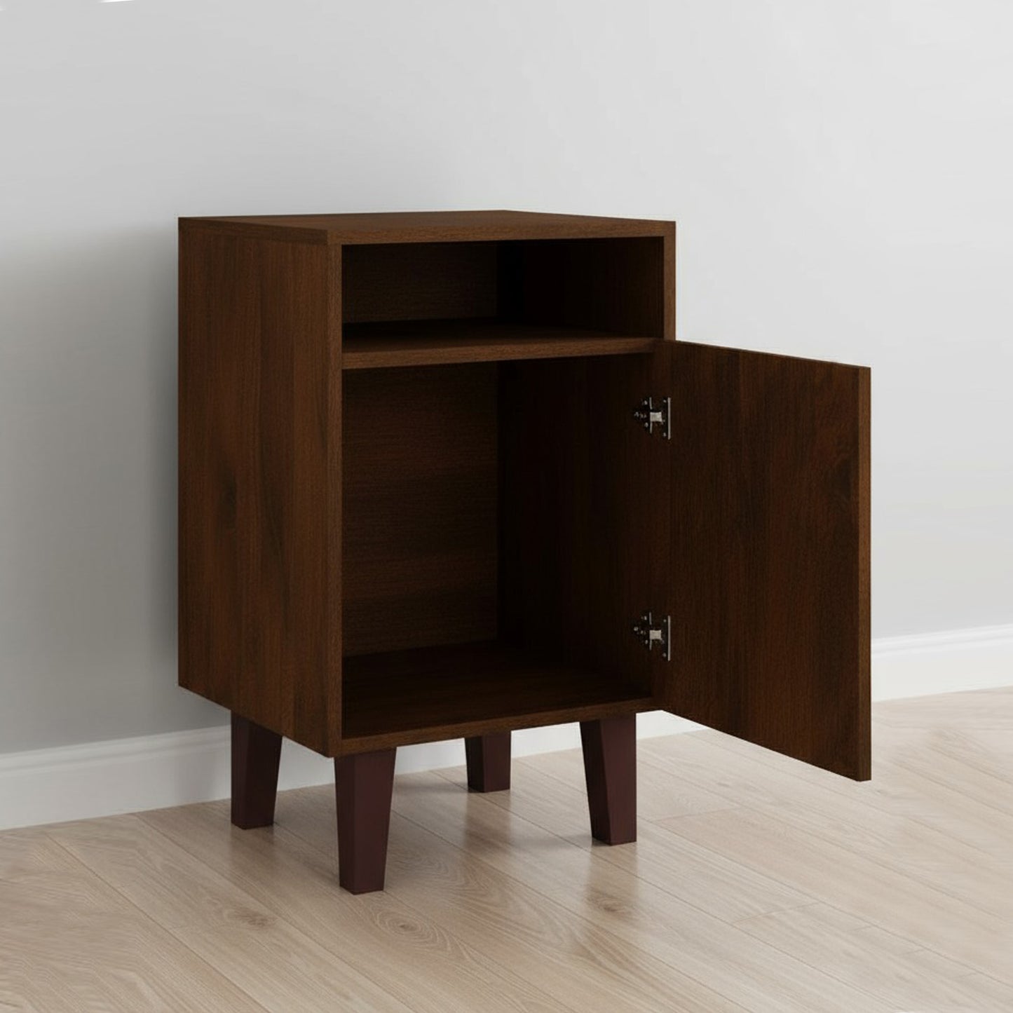 Hand-carved floral pattern Wooden Bedside Table – 1 Door Nightstand