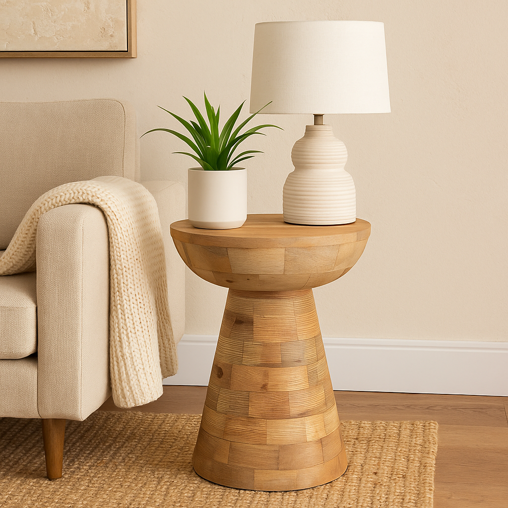 Modern Natural Wood Side Table – Handcrafted Design