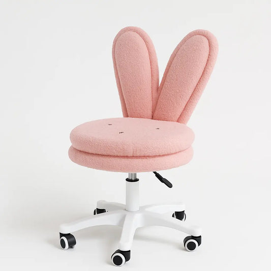 Kids Bunny Chair with Pink Boucle Fabric & Swivel Wheels FURNIZA