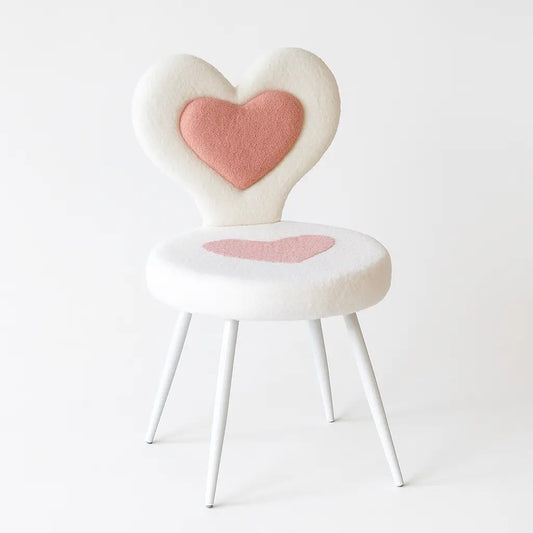 Kids Heart Chair with Pink & White Boucle Fabric – Love Edition
