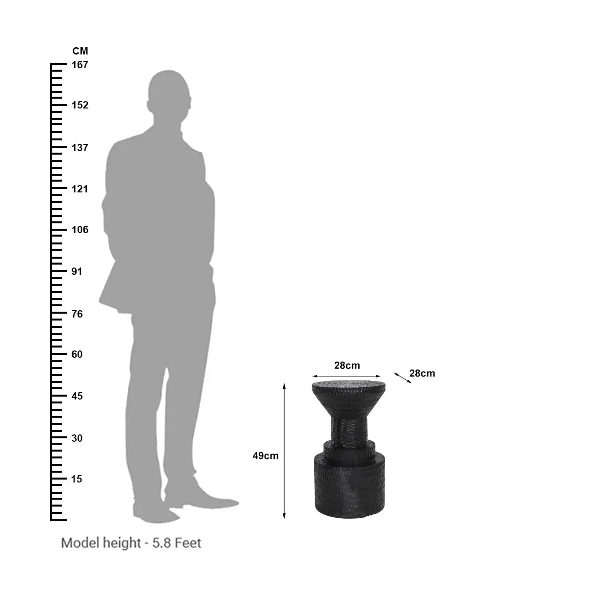 Hand-Carved Bold Black Side Table – Modern Sculptural Accent Table - Furniza