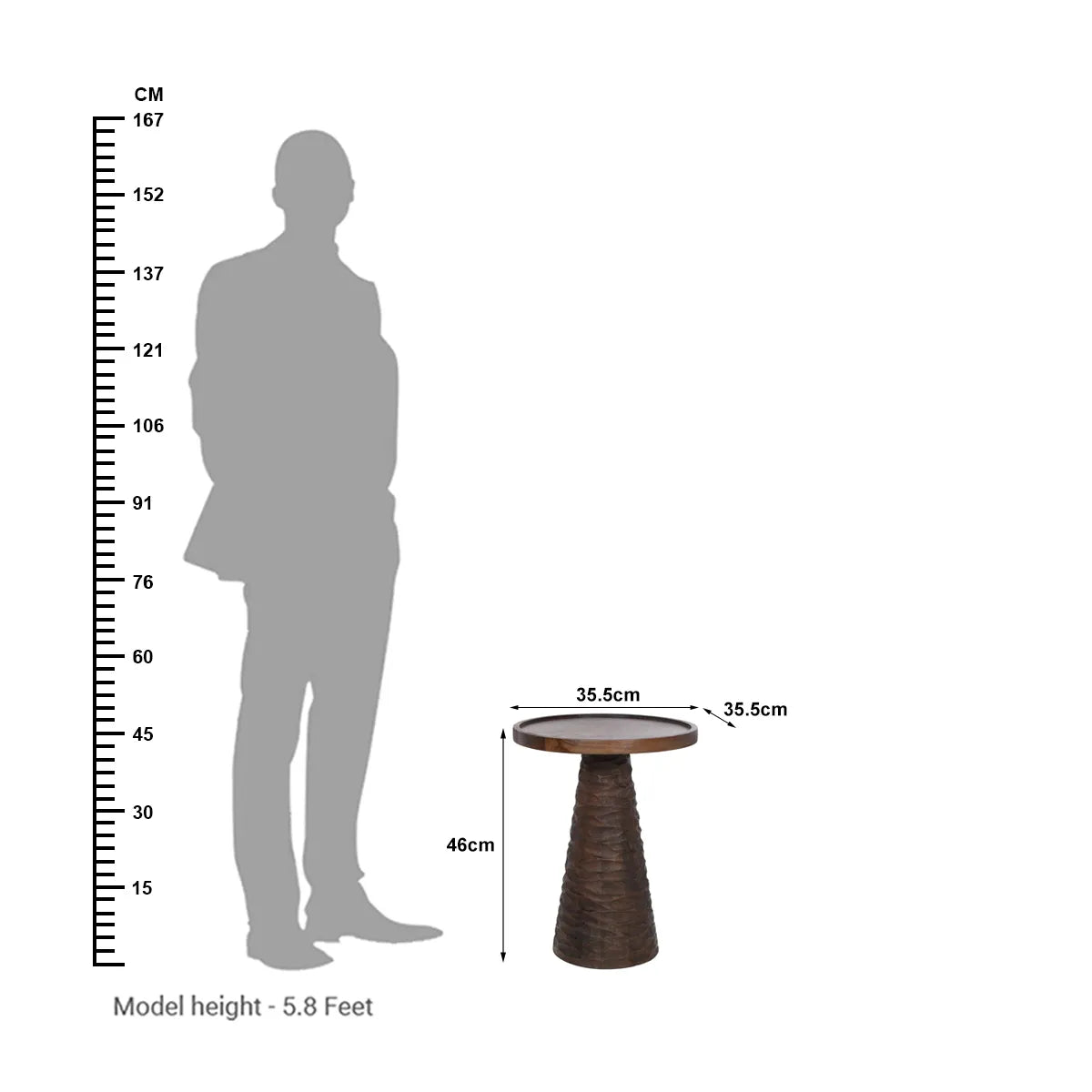 Hand-Carved Walnut Finish Side Table – Elegant Accent Table