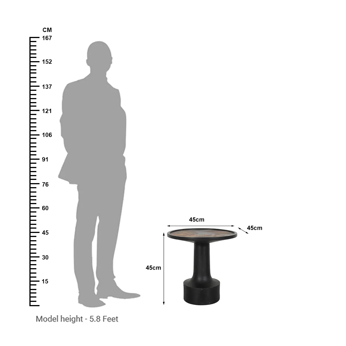 Bold Black Side Table with Leaf Hand Carving – Nature-Inspired Accent Table