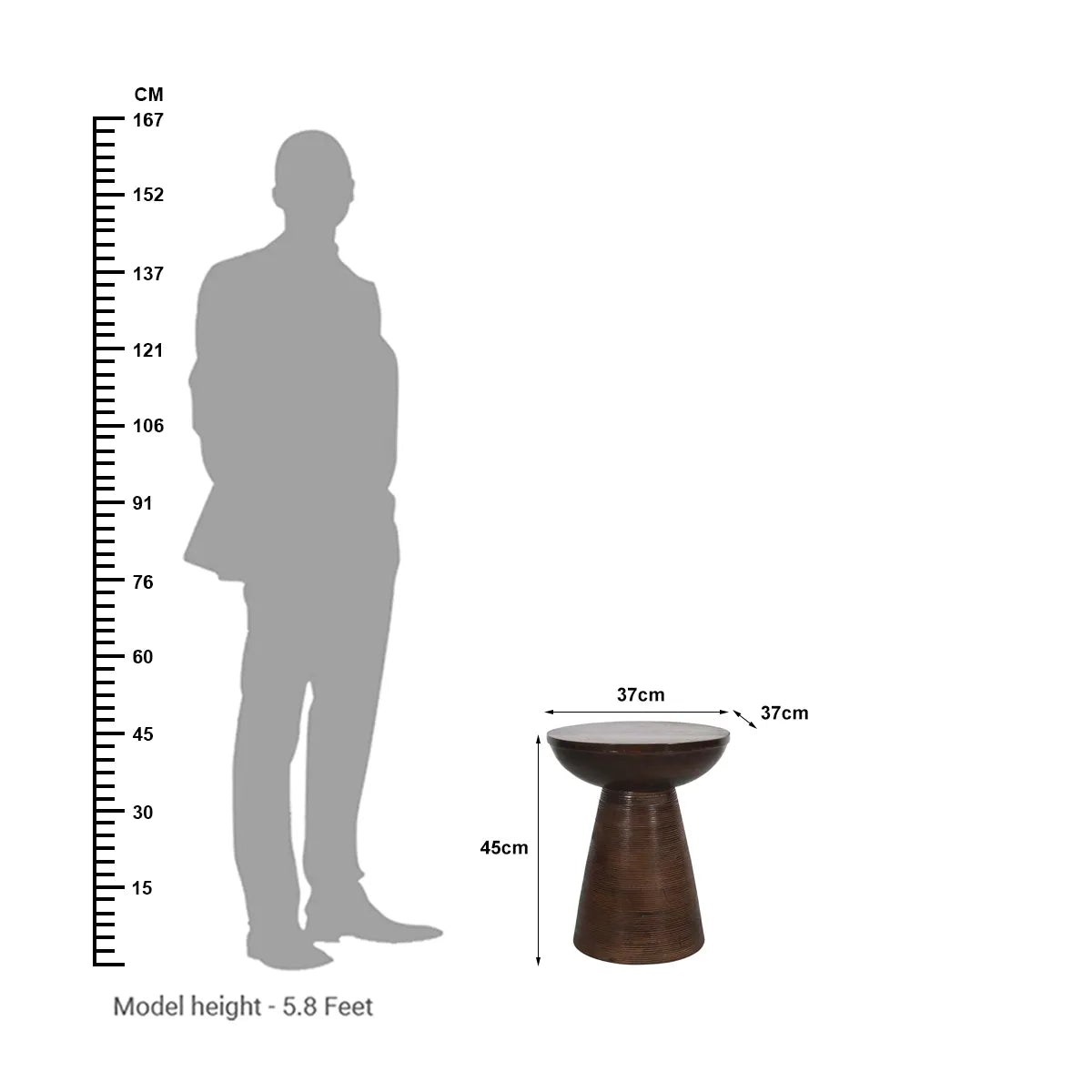 Elegant Dark Walnut Hand-Carved Side Table