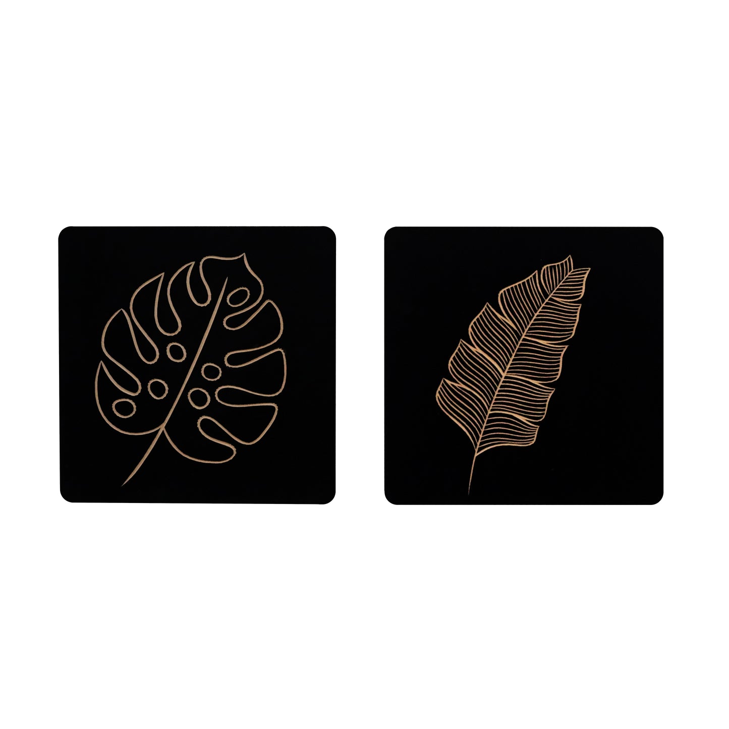 Set of 2 Hand-Carved Leaf Wall Panel - Furniza