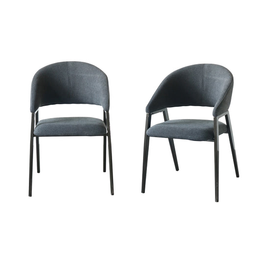 Modern Upholstered Chair with Iron Base – Dark Grey (Set of 2 & 4) FURNIZA