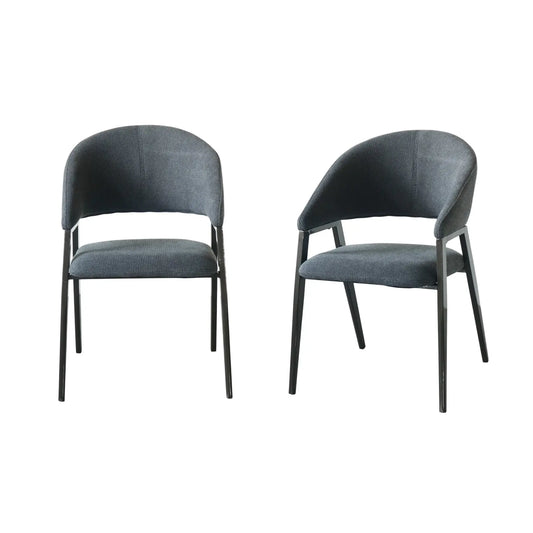 Modern Upholstered Chair with Iron Base – Dark Grey (Set of 2 & 4) FURNIZA