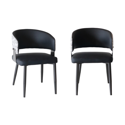 Modern Upholstered Iron Base Chair – Black (Set of 2 & 4) FURNIZA