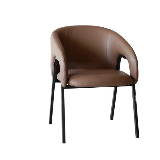 Modern Upholstered Chair with Iron Base – Brown FURNIZA