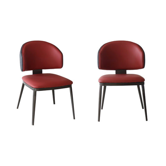 Mahroon Upholstered Dining Chair – Modern Iron Frame (Set of 2 & 4) FURNIZA