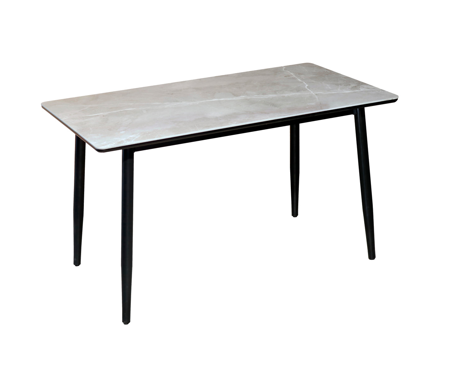 4 Seater White Marble Finish Dining Table Set with Swivel Chairs
