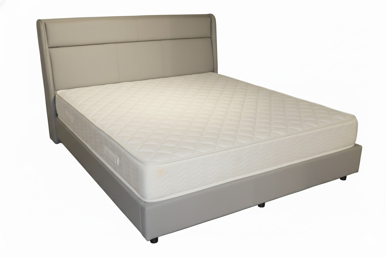 Modern Upholstered King Bed 180×200 cm – Premium Grey Headboard
