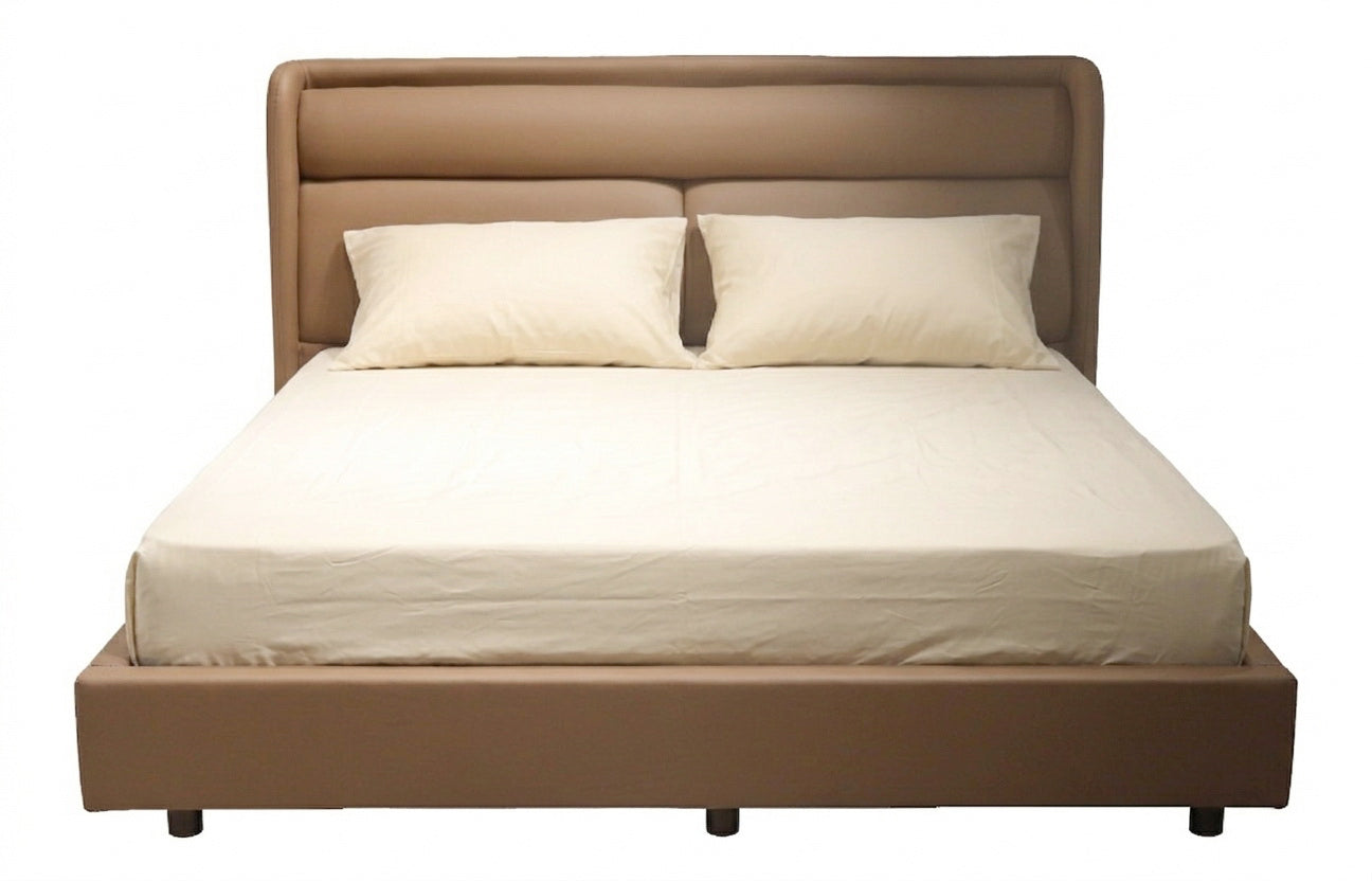 King Size Upholstered Bed with Padded Headboard – Modern Luxury Bed Frame