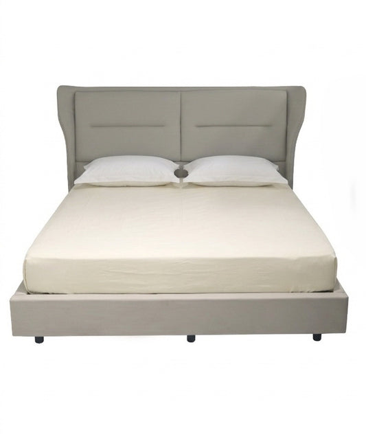Luxury Wingback Upholstered King Size Bed – Modern Fabric Bed Frame