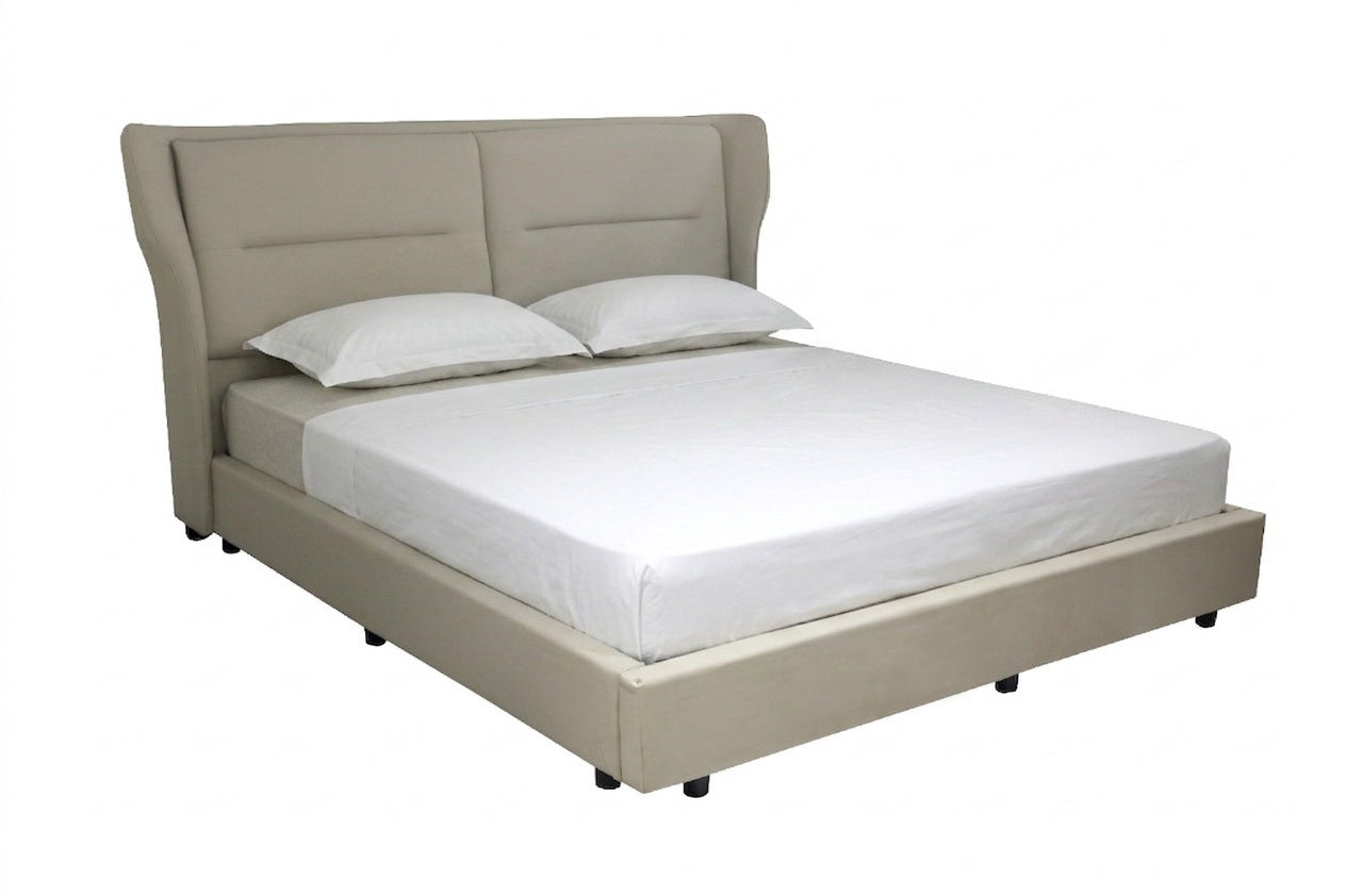 Luxury Wingback Upholstered King Size Bed – Modern Fabric Bed Frame