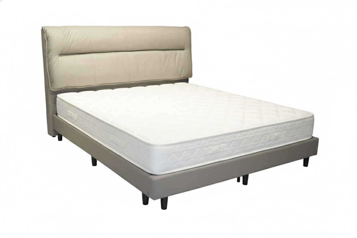 Modern Upholstered King Bed 180×200 cm – Beige Premium Design
