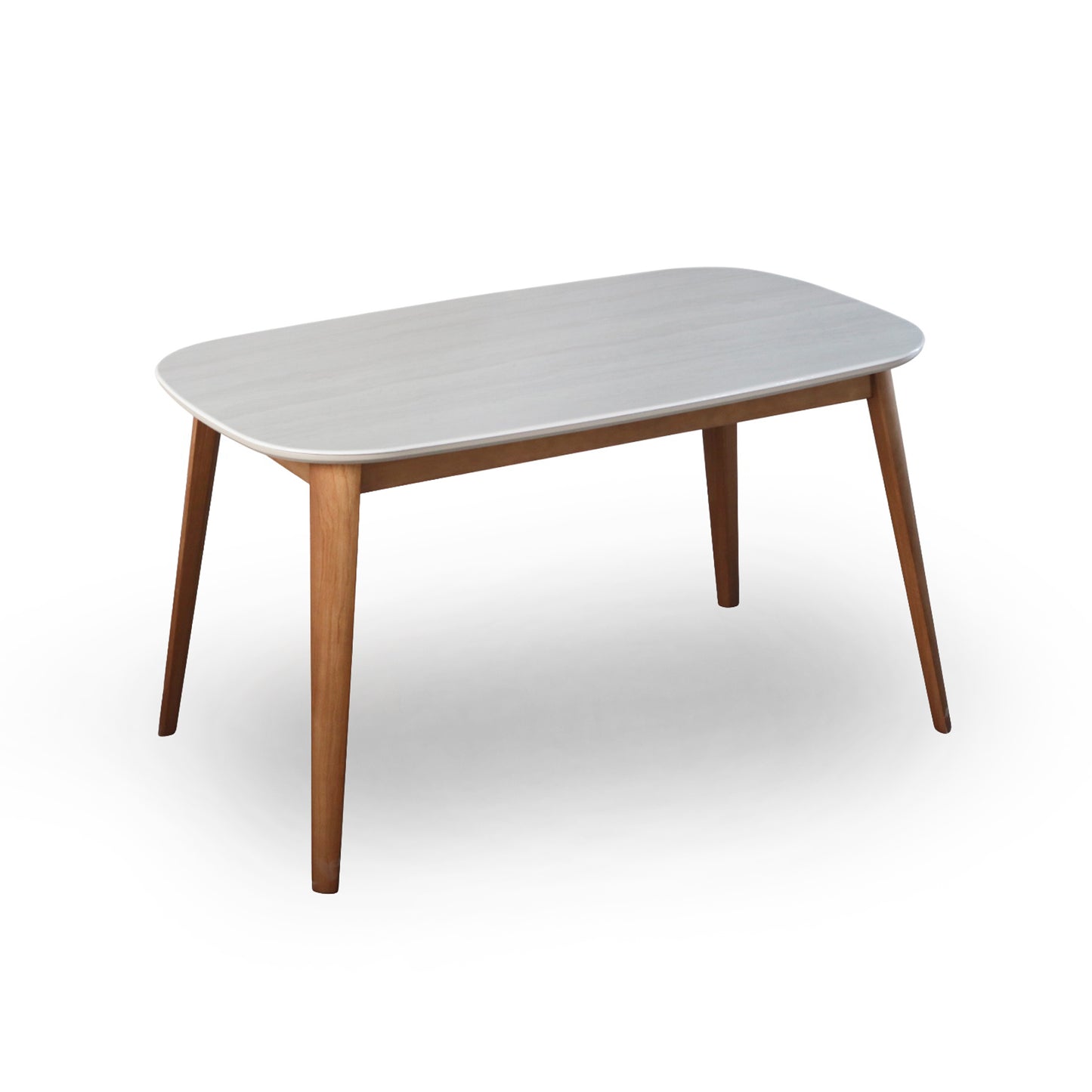 Modern Wooden Dining Table with Rounded White Top – 4 Seater
