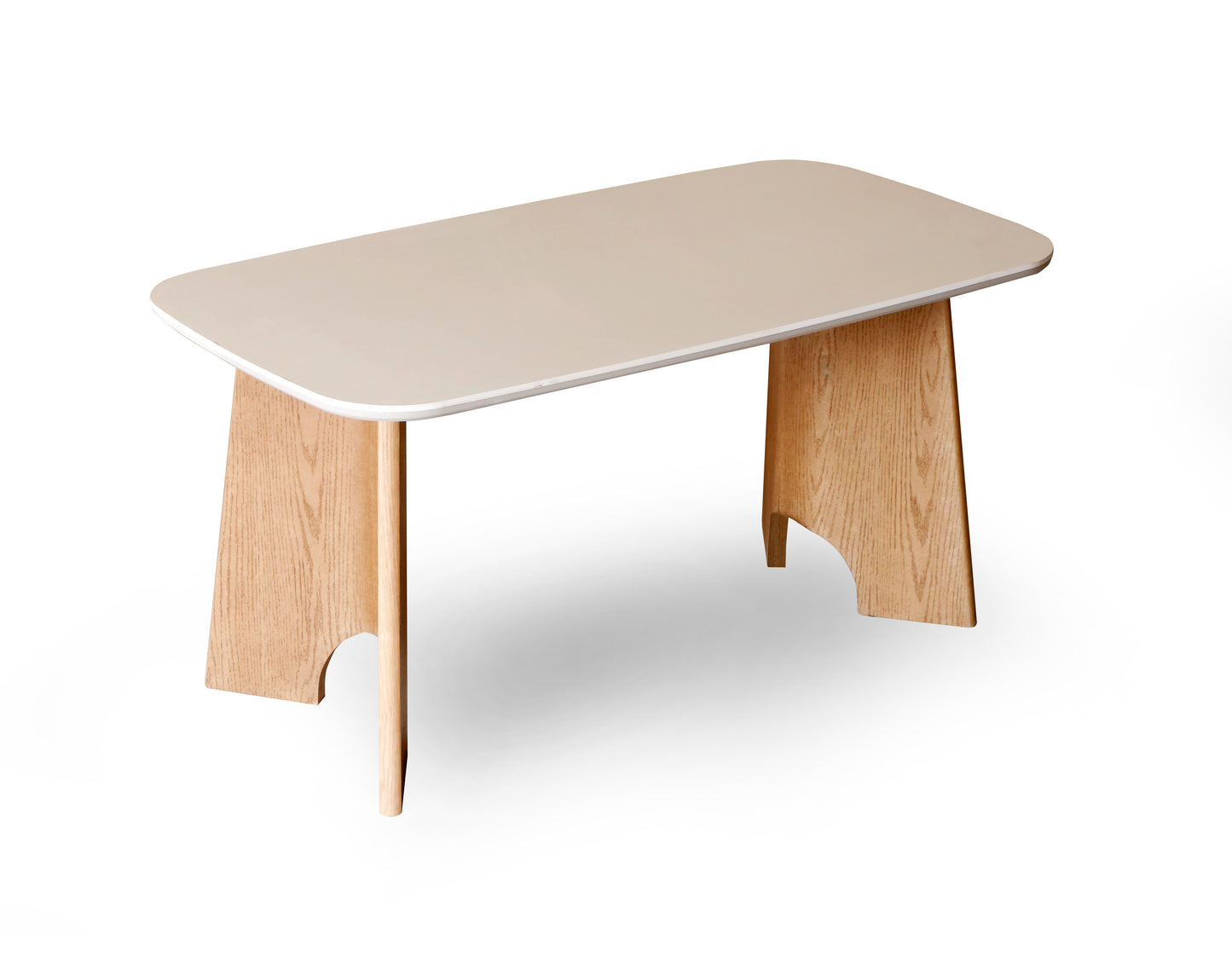 Modern Solid Wood Dining Table with White Top & Designer Legs
