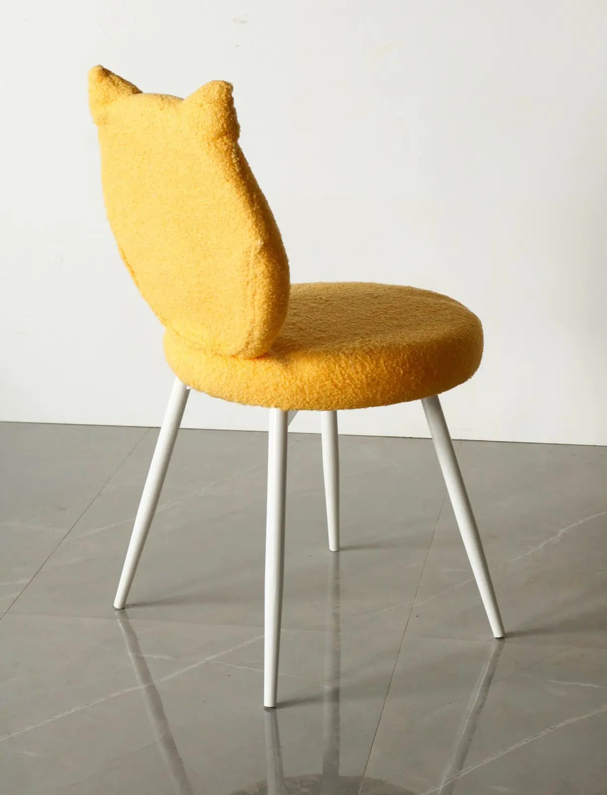 Kids Dorami Chair with Yellow Boucle Fabric & White Metal Legs FURNIZA