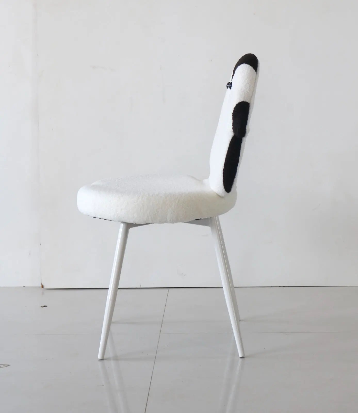 Kids Penguin Chair with White Boucle Fabric & White Metal Legs – Winter Animal Edition FURNIZA