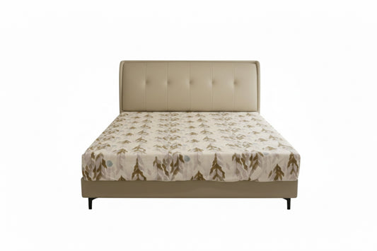 Modern Beige Upholstered King Bed 180×200 cm – Premium Comfort