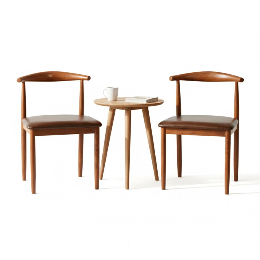 Brown Leatherette Dining Chair – Iron Frame Wooden Look (set of 2 & 4) FURNIZA