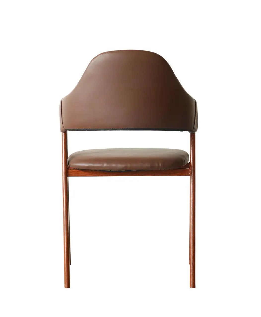 Contemporary Iron Frame Chair with Brown Leatherette Upholstery FURNIZA