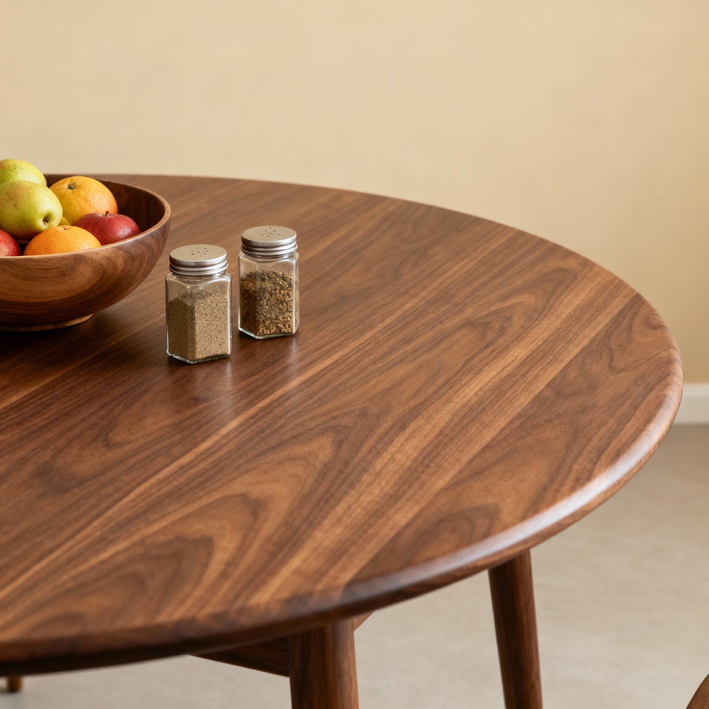 Modern Sheesham Wood Round Dining Table Set with Cushioned Chairs