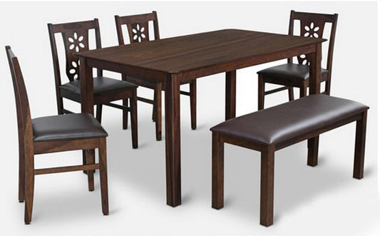 The Verona Dining Set – 6-Seater Set in Sheesham Wood and Dark Brown Finish