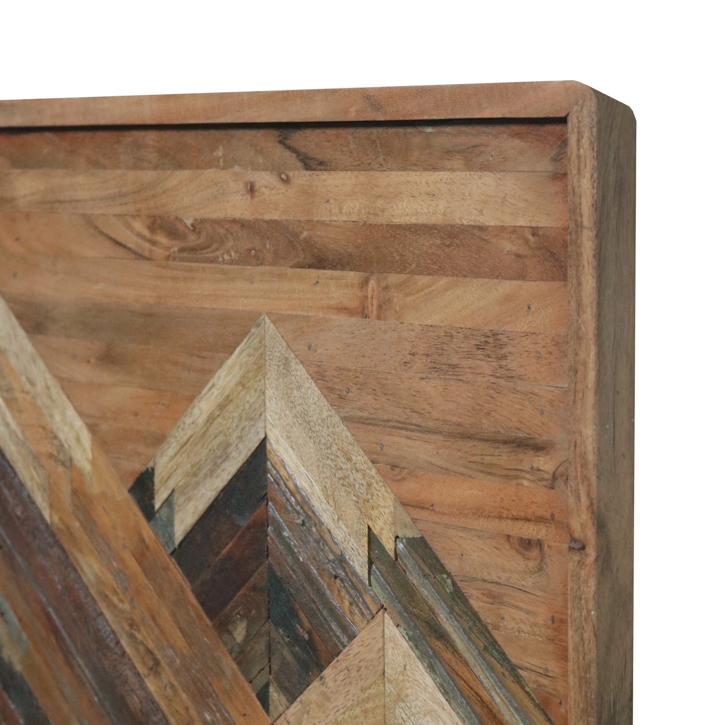 Solid Acacia Wood Wall Panel | Hand-Made Mountain Design Wooden Wall Art | Natural Finish Decorative Wall Hanging - Furniza