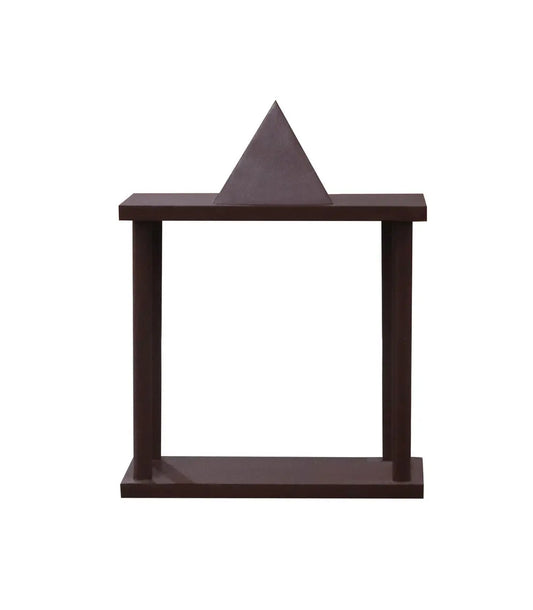 Traditional Brown MDF Wooden Temple with Shikhara Top – Compact Open Pooja Mandir - Furniza