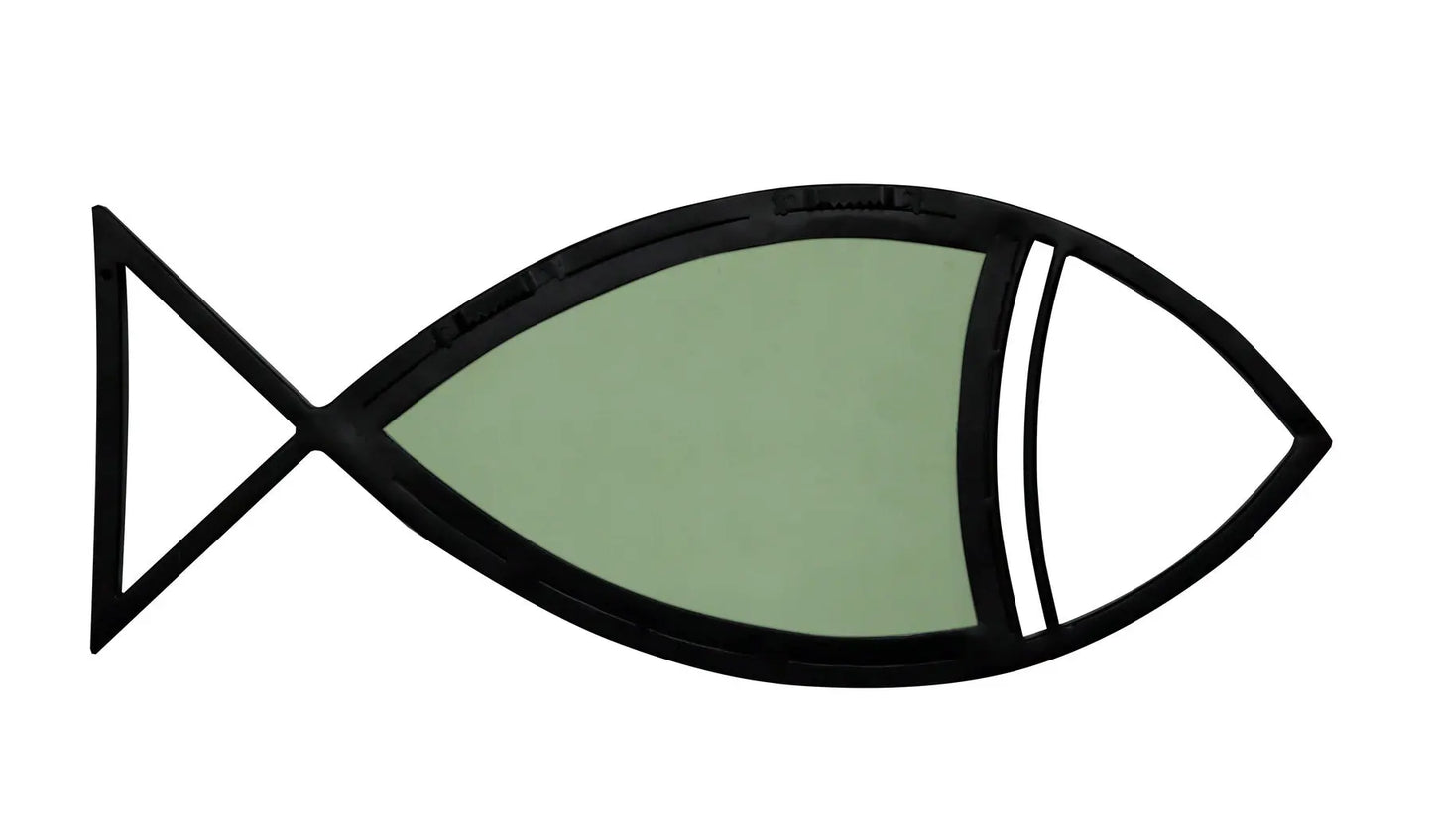 Decorative Wall Mirror with Fish Shape Small Iron Frame, Black Finish – Nautical Coastal Style Accent Mirror for Living Room, Bedroom, Bathroom - Furniza