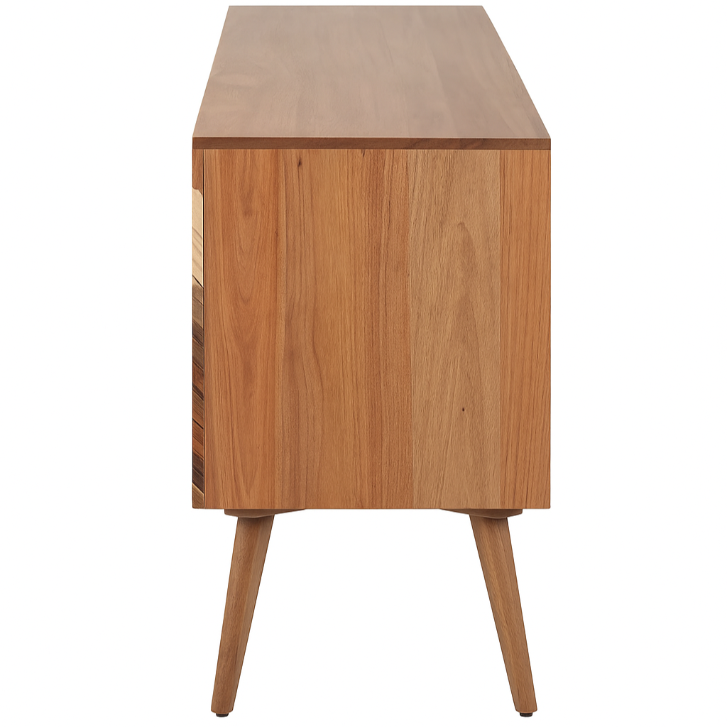 3 Door Sideboard Natural Finish with Mountain Design | Solid Acacia Wood