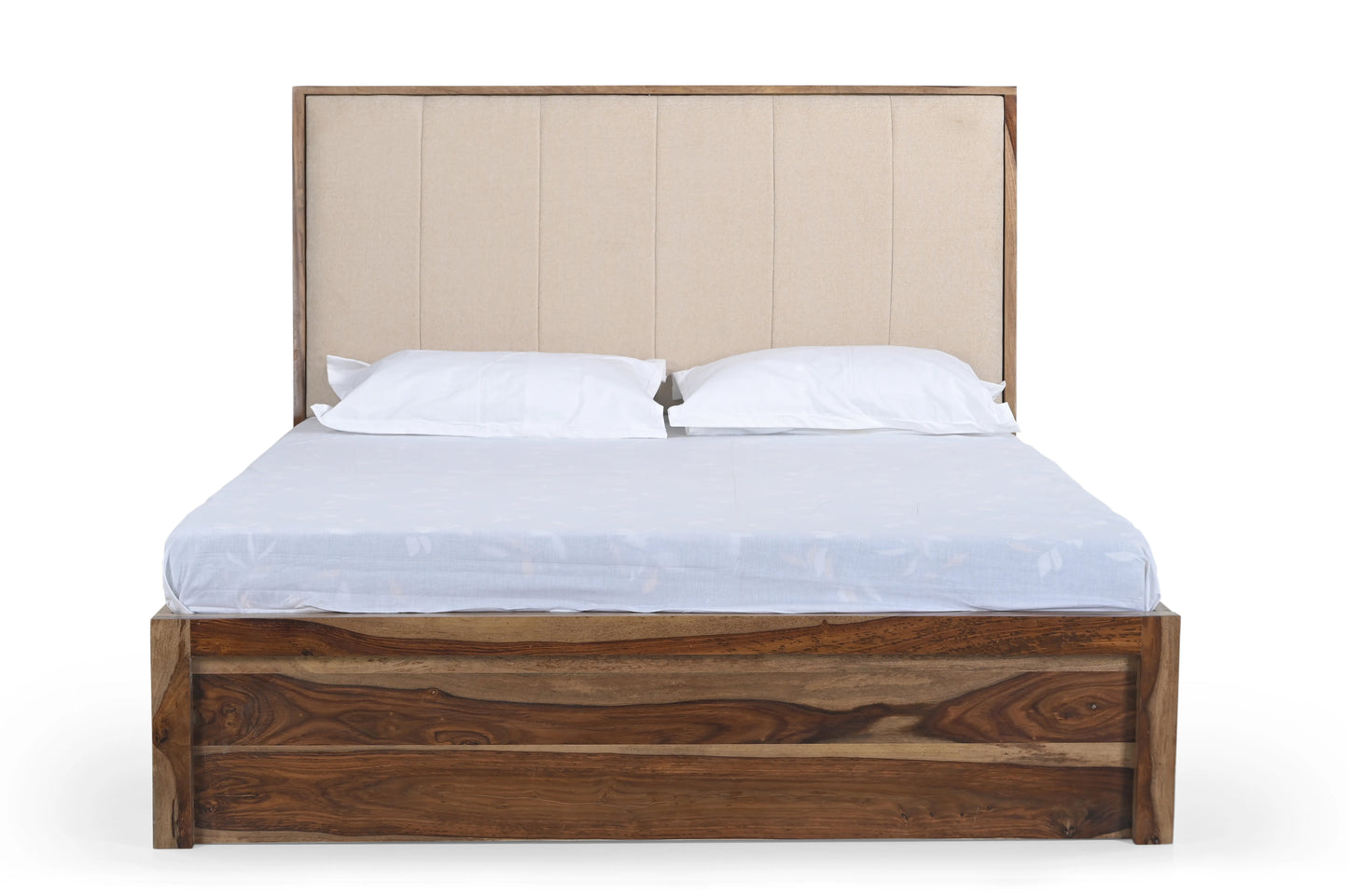 Sheesham Wood Queen Size Bed with Storage – Honey Finish