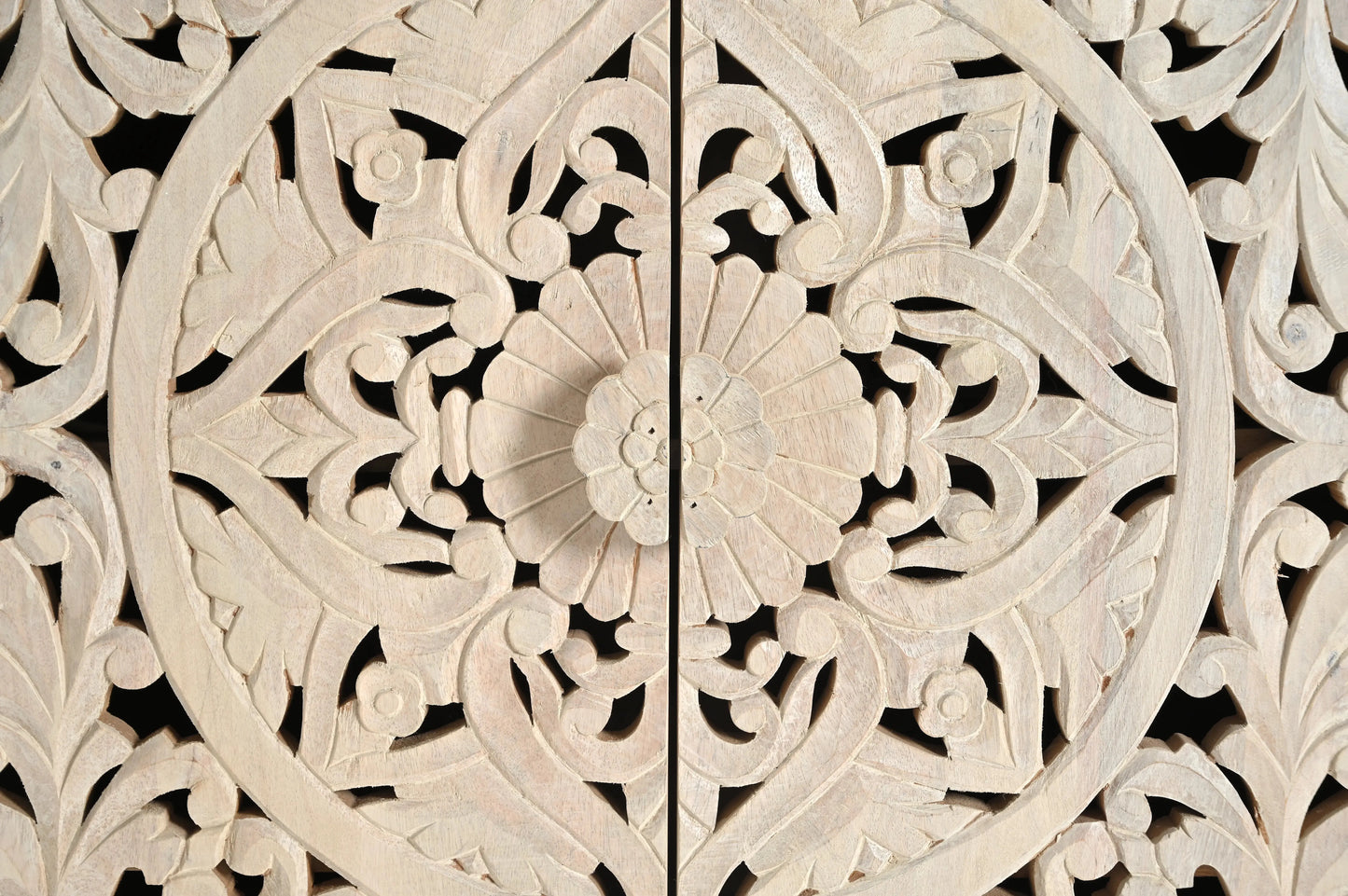 Himalaya Finish Hand-Carved 2-Door Cabinet – Artistic Storage - Furniza