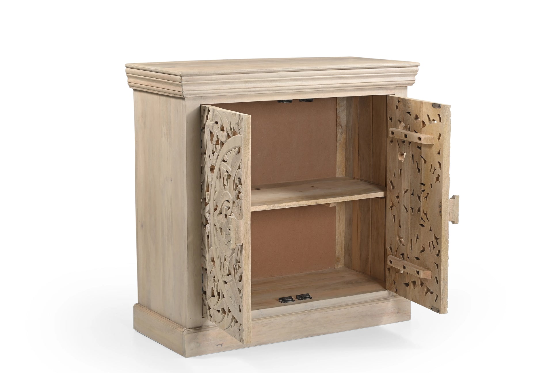 Himalaya Finish Hand-Carved 2-Door Cabinet – Artistic Storage - Furniza