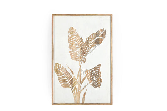 Solid Wood Hand-Carved Leaf Wall Panel – Natural Art Décor - Furniza