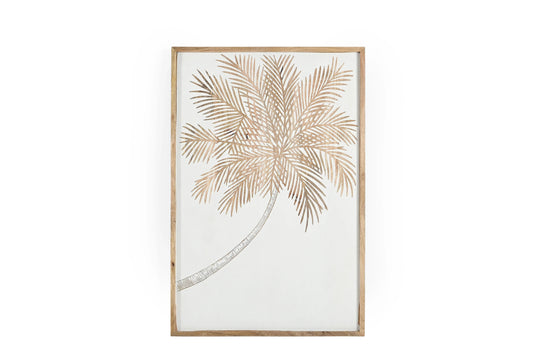 Hand-Carved Palm Tree Wall Panel in Solid Wood – Tropical Décor Accent - Furniza