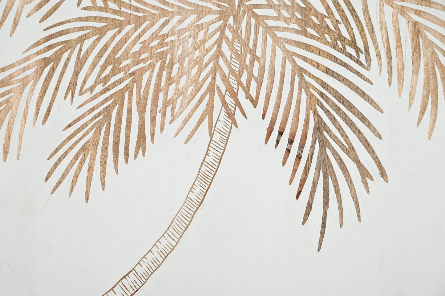 Hand-Carved Palm Tree Wall Panel in Solid Wood – Tropical Décor Accent - Furniza