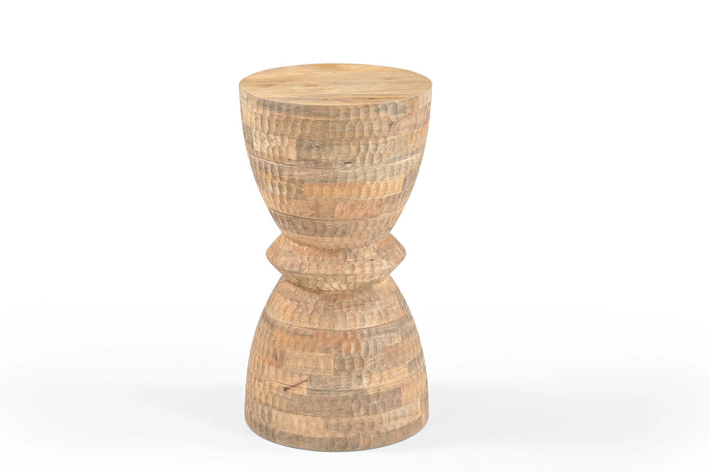 Handcrafted Natural Wood Side Table with Textured Finish – Furniza Accent End Table