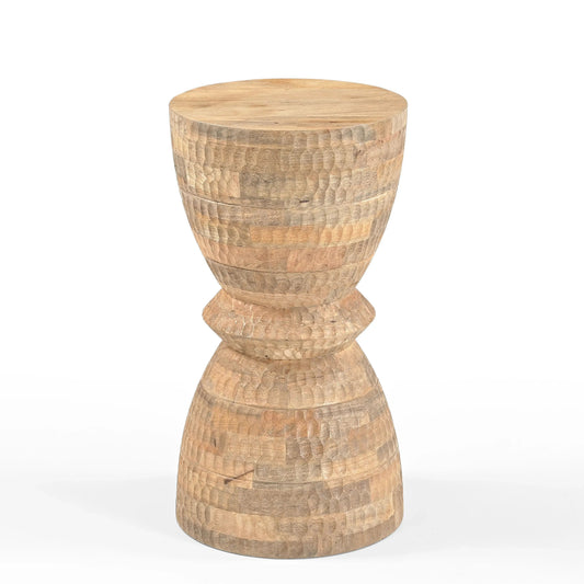 Handcrafted Natural Wood Side Table with Textured Finish – Furniza Accent End Table - Furniza