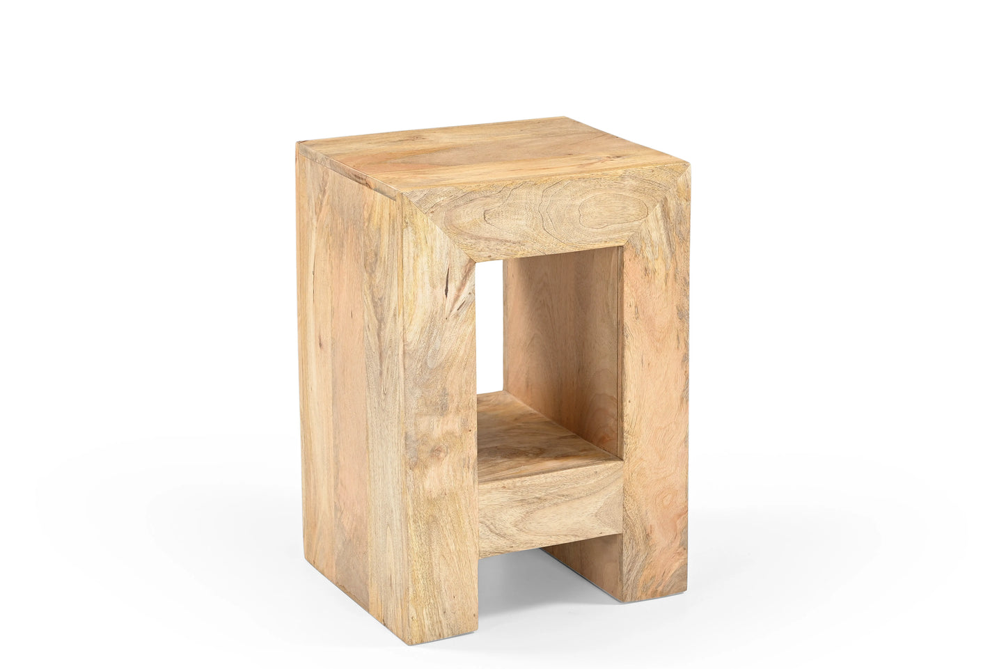 Solid Wood End Table in Natural Finish – Minimalist Side Table