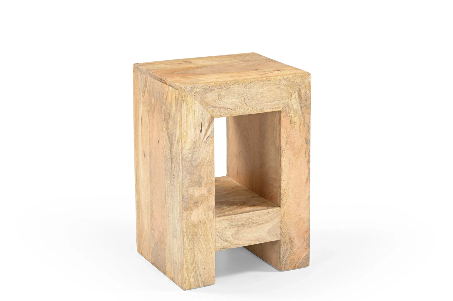 Solid Wood End Table in Natural Finish – Minimalist Side Table - Furniza