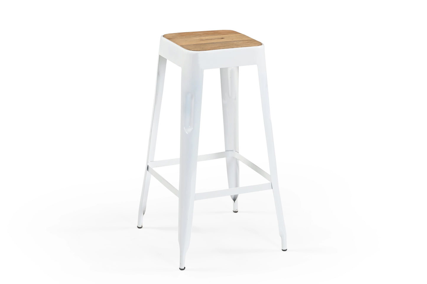 Industrial White Metal Bar Stool with Natural Wood Seat – Furniza Kitchen Counter Stool