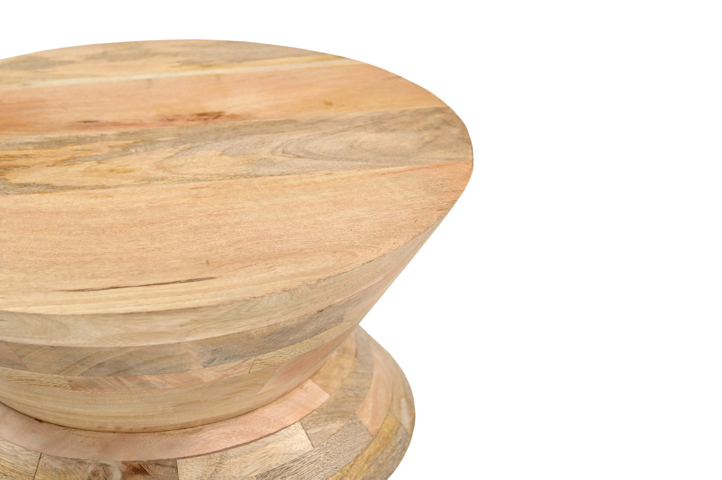 Natural Finish Sculpted Wooden Side Table – Contemporary Accent Table - Furniza