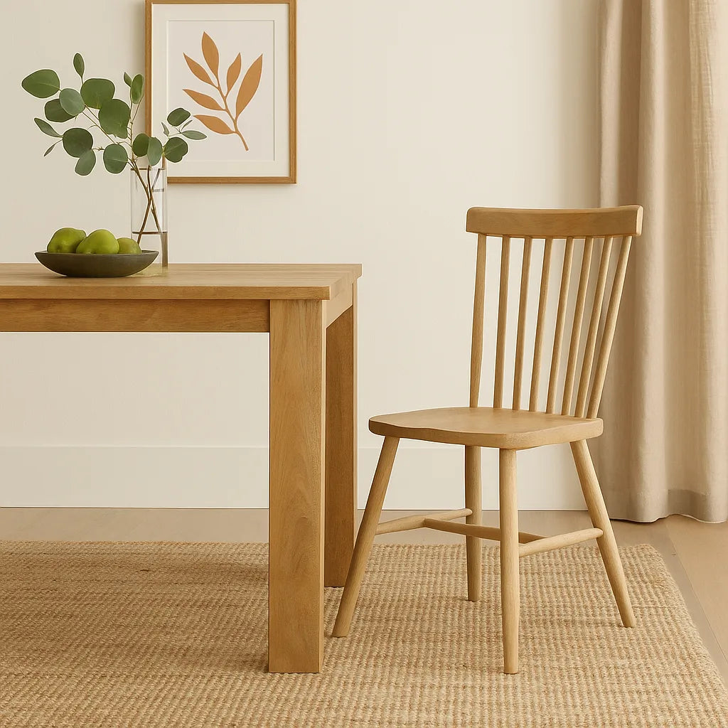 Solid Wood Dining Chair in Natural Finish – Modern Minimalist Chair