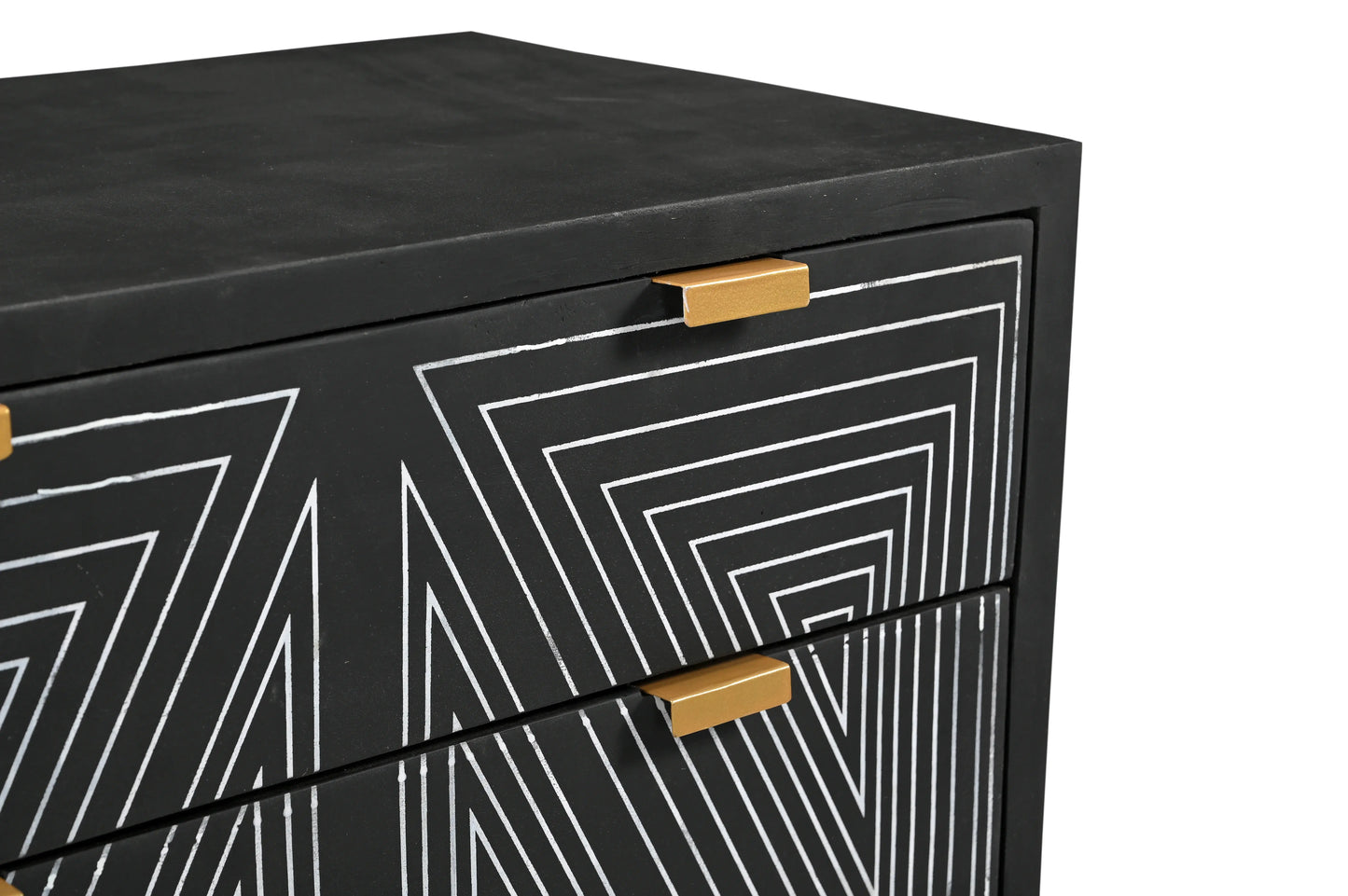 Bold Black Geometric 4-Drawer Chest – Modern Printed Storage - Furniza