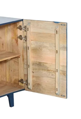 Royal Bloom 4 Door Sideboard Hand-Painted Mango Wood in Blue