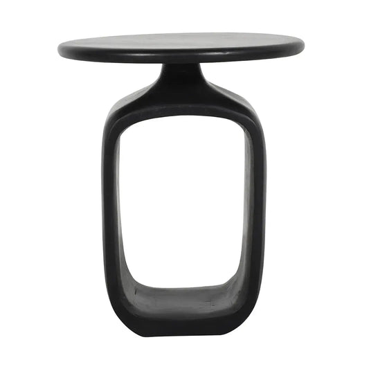Bold Black Solid Mango Wood Side Table with Hollow Base - Furniza
