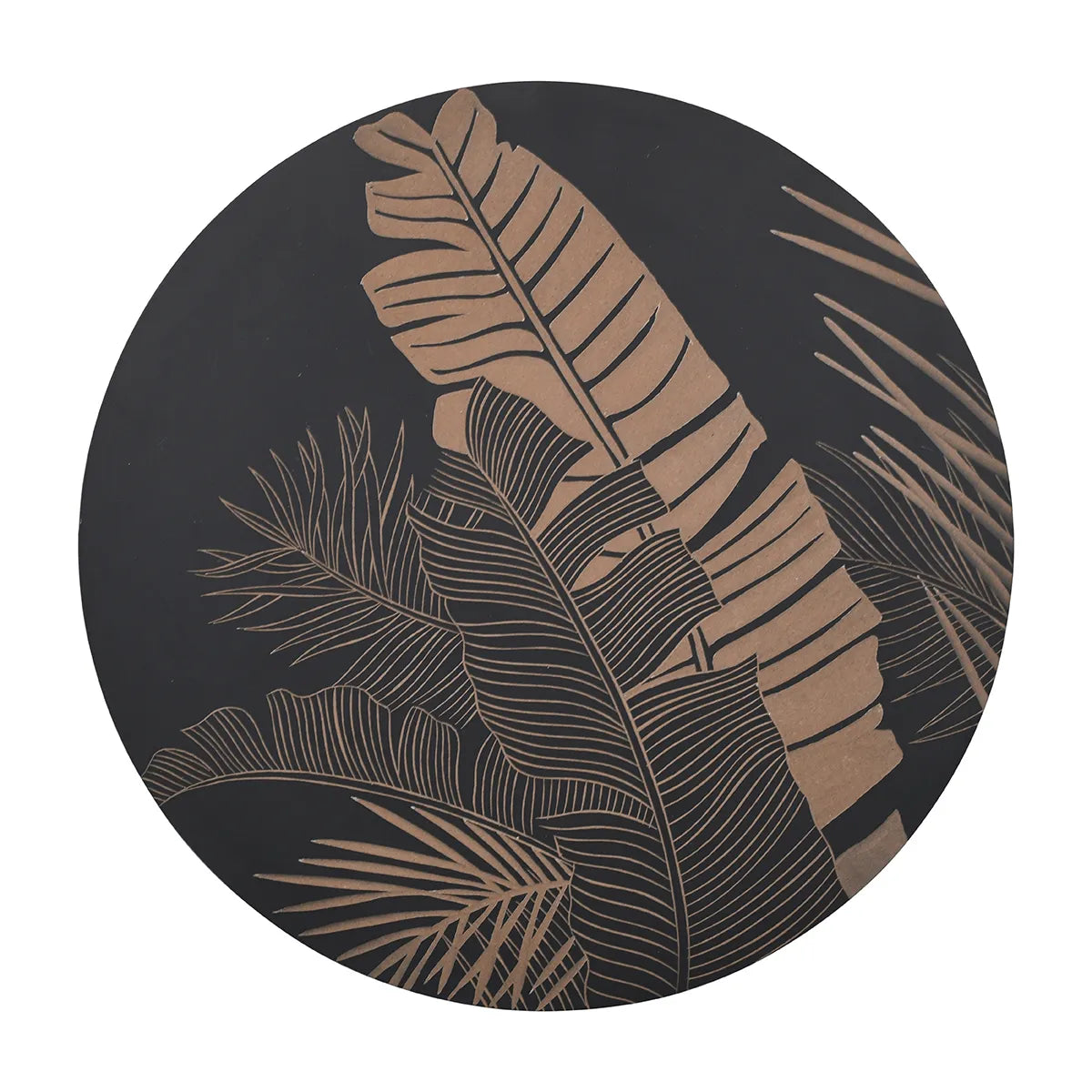 Black Wooden Coffee Table with Hand-Carved Leaf Pattern – Modern Accent Furniture